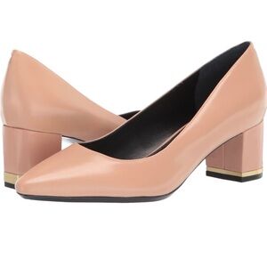 NIB Calvin Klein Nita Leather Heeled Pumps sz 6.5 Nude  Desert Sand